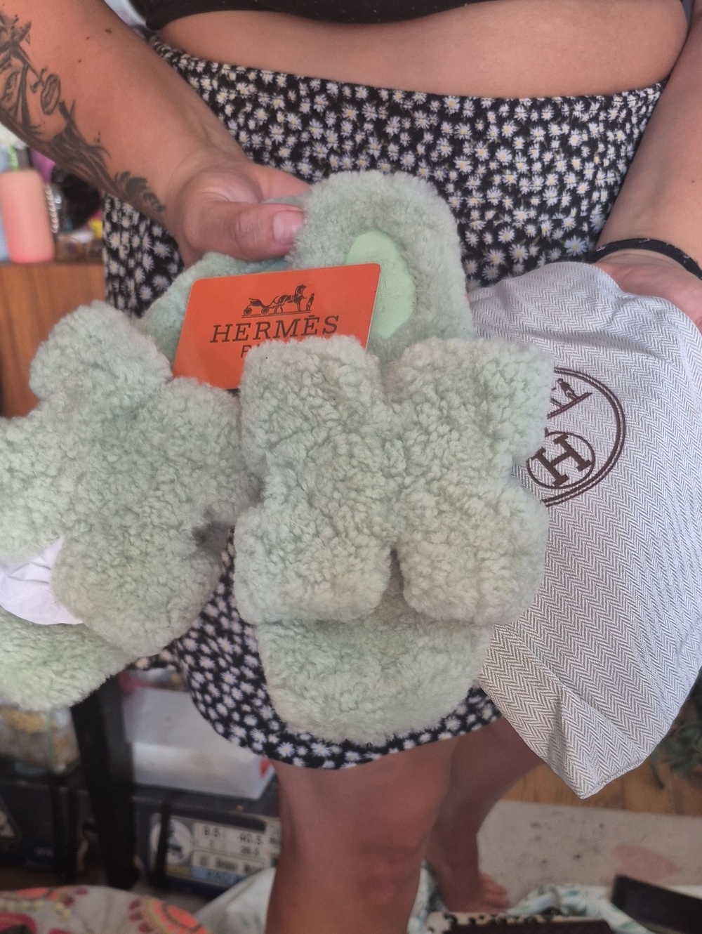 Hermes Sandal Slippers In Pastel Green Size 37 New And Authentic
